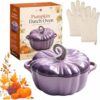Pumpkin Dutch Oven Pot with Lid, 1.5/2/4 QT Enameled Cast Iron (C,2qt)