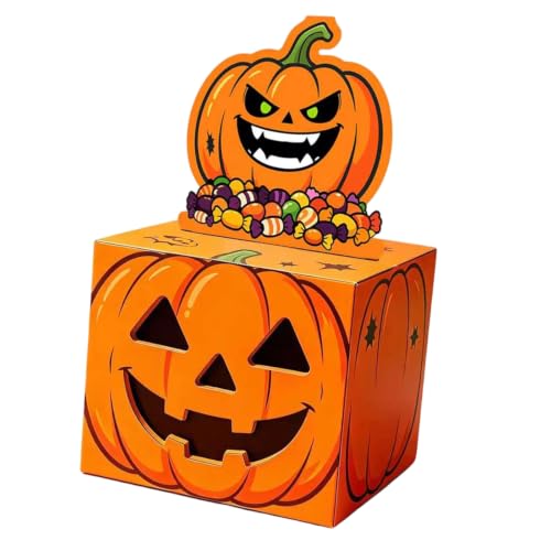 Pumpkin Face Party Cash Reveal Box for Halloween Table Decor and Birthday Money Moments with Pull Tab Fun Display Pumpkin Money Pull Box Halloween Cash Reveal Party Table Decor Birthday Paperboard Tab