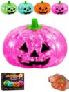 Pumpkin Maltose Stress Ball Squishy Toy, Halloween Pumpkin Sensory Squishy, Glitter Jack O Lantern Fidget Squeeze Ball, Slow Rise Fidget for Desk Play, Party Favors, Spooky Novelty Gift