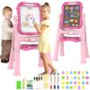 PUPPSITTY Easel for Kids, Adjustable Standing Rotatable Double Sided Art Easel for Toddlers with Painting Accessories, Birthday Christmas Gift for Little Boys and Girls