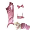 Puppy Mermaid Outfit Dog Clothes with Bow Headband and Halter Neck Top