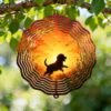 Puppy Wind Spinner, Nature Fanciful Sunset Grass Summer Orange Metal 3D Outdoor Wind Sculptures Ornaments Gifts for Garden Porch Balcony Hallways Decor 12 Inch