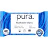 Pura Flushable Adult Wipes XL with Aloe Vera Sensitive Skin 40 Count (Pack of 12)