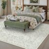 PureCozy 4x6 Green Area Rug Washable Non Slip Vintage Carpet Living Room