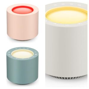 PureNurt Red Light Therapy White Noise Sound Machine: Putty 1, Peach 1 and Slate 1 Dimmable Nursery Night Light