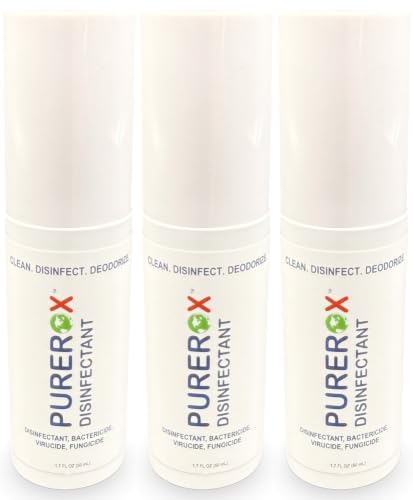 PUREROX disinfectant (1.7oz, 3pk) Eliminate 99.9999% MRSA, viruses, Norovirus, Fungus, Bacteria. Hospital Grade. Safe for Use Anywhere. No residue. No Rinsing including Food Contact Surfaces