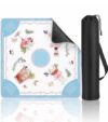 Puresora Travel Mahjong Mat Table with Rules Mah Jong Mat Neoprene Chinoiserie Floral Majong Learning Mat Instructions Mahjong Gifts Women Unique Non-Slip Rubber Pad, 21" x 21", Cocktail