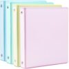 PUREZON Ring Binders, 4 Pack, 1 Inch, 4 Pastel Colors