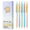 Pur Pick Gel Pens Black Ink Pens for Office 5 Pack, 0.7mm Point Pen Smooth Writing Quick Dry Retractable Writing Pens,Aesthetic Gel Pens for Journaling