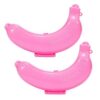 pusicul Banana Preservation Box 2 Pack, Anti-bruising Banana Case with Ventilation Holes, Food Grade PP Plastic Fruit Storage Container for School Lunch Pink 2pcs