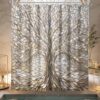 puuiui Extra Tall Shower Curtain XL Gold Stained Glass Tree, 70 x 84 Inchs