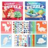 PUZSNAP 2 Pack Paint by Sticker Kids, Puzzle Book for 3 4 5 6 Years Old, 16 Designs, 3D Collage, Dinosaur and Space Themes, Road Trip Activities