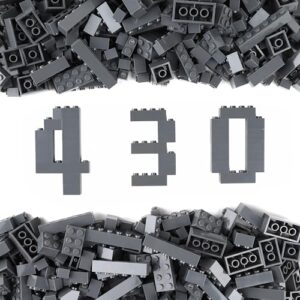 PUZSNAP 430 PCS Dark Gray Building Blocks Set, Solid Color Bricks, Creative Expansion Pack for Kids 3+, Compatible with Major Brands
