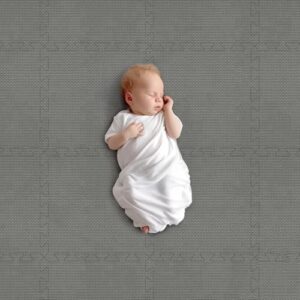 Puzzle Play Mat 16 Tiles with 32 Border Pieces, Interlocking Stitching Mat with Border for Living Room Playroom Gym, 11.8 x 11.8 Inch Grey