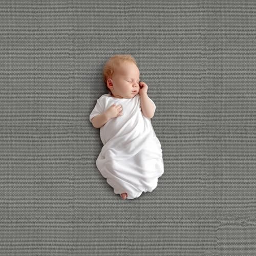Puzzle Play Mat 16 Tiles with 32 Border Pieces, Interlocking Stitching Mat with Border for Living Room Playroom Gym, 11.8 x 11.8 Inch Grey