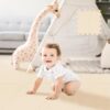 Puzzle Play Mat 48 Tiles with 96 Border Pieces, Interlocking Stitching Mat with Border for Living Room Playroom Gym, 11.8 x 11.8 Inch Beige