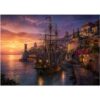 Puzzles for Adults 1000 Pieces, Pirate Ship Harbor Sunset Jigsaw Puzzle