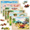 Puzzles for Kids Ages 3-5, Wooden Monster Truck Puzzles for Kids, 24 Piece Wooden Jigsaw Puzzles for Toddlers, Wood Puzzles for Kids Ages 4-6, Easter Basket Stuffers Gifts for Kids