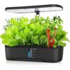 Pveanns Hydroponics Growing System, 12 Pods with Led Grow Light, 4L Water Tank, Height Adjustable, 3 Modes for Home Kitchen Gardening