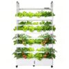 Pvxa Indoor Self-Watering Kit, Large Hydroponics Growing System, with 2 Grow Light Modes, Auto Circulating Water System, for Vegetable Fruit White-4layers/120wells