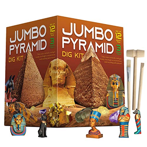 Pyramids Dig Kit, Ancient Egyptian Toy Civilization Excavation Set Including Mummy Case Sun God Great Sphinx and More, STEM Science Educational Toys Archaeology Gifts for Boys & Girls