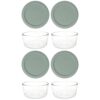 Pyrex (4 7201 4-Cup Glass Bowls with (4) Tranquil Green Lids - Made in USA
