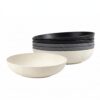 PYRMONT Large Salad Bowls 65 Oz Wheat Straw Large Serving Bowls 6 Pcs Unbreakable Bowls for Kitchen Microwave & Dishwasher Safe Shallow Bowls 10 Inch Bowl Plates for Camping,Party-Grey Stone