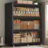 QAVABIN 240GAL Extra Large Storage Bins with Lid, 960QT Collapsible Organizer with Wheels, Stackable Closet Cabinet with Doors, Folding Storage Containers for Home, Office, Kitchen, 3Pack Black