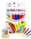 QCHXDJX 3D Relief Art Pen, 6-Pack Heat-Activated Puffy Markers for 3D Art