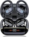 Qecnato Wireless Earbuds Bluetooth 5.4 Headphones 75H Stereo Deep Bass Sports Over Ear Buds with Earhooks, LED Display Bluetooth Earbuds with 4 ENC Mic, IP7 Waterproof Earphone for Running, Black