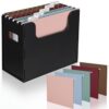 Qeeenar 5 Pcs Hanging File Folders with Tabs 1 Pcs File Folders Organizer Box Letter Size Hanging Filing Organizer for Document Cabinets Office Home Supplies (Morandi)