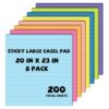 Qeeenar 8 Pack Big Lined Sticky Easel Pads 20x23 Inch Self-Stick Flip Chart Paper, 8 Assorted Bright Colors Large Sticky Notes for Office School Whiteboard Meeting Presentation Classroom