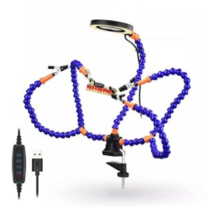 QERTYHJK Desk Clip Adjustable Stand 3X Magnifying Glass with Light Assist Hand Flexible Arm Reading Repair