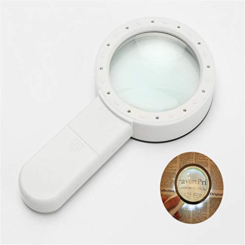 QERTYHJK Magnifying Glass with Light, 30X Handheld Large Illuminated Lighted Magnifier for Macular Degeneration, Seniors Reading, Soldering, Inspection, Coins, Jewelry, Exploring