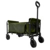 QEZER Foldable Wagon Cart, Collapsible Utility Wagon with All Terrain Wheels, Portable Folding Cart for Camping Garden Shopping Grocery Sports