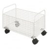 Qianly Mobile Book Cart Sturdy Metal Wire Storage Cart Compact Size Furniture for Desk Side, White, Medium