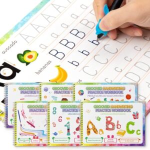 QianShouYan 6-Pack Magic Grooved Writing Practice Books Kids 3+ Learn Writing