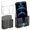 Qianyu 2 Pcs Wall Mounted Phone Holder Transparent Wall Cellphone Holder Self Adhesive Cell Phone Stand with Charging Hole (Transparent, Black)
