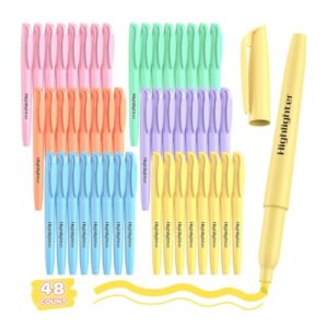 Qicewinly 48 Count Pastel Highlighters Bulk - 6 Assorted Soft Colors, Chisel Tip, No Bleed & Quick Dry, Ideal for Note Taking, Studying, School, Office, Student & Teacher Supplies