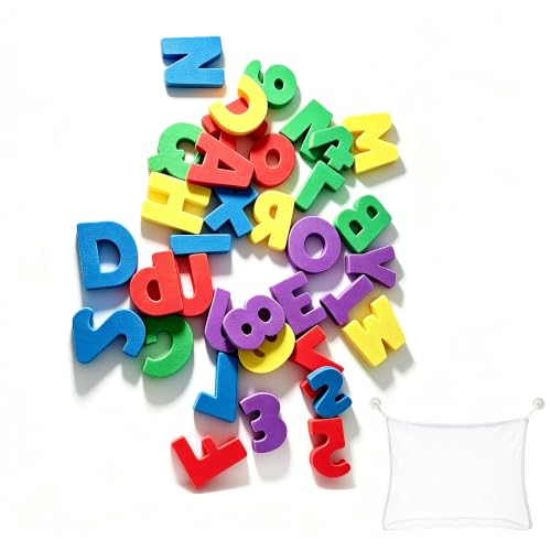 QIDIWIN 36 Pcs Foam Bath Letters & Numbers, Floating Alphabet ABC Tub Toys, Educational Soft Bath Toys for Baby Toddlers Kids Boys Girls, Easy Clean Quick Dry for Tub Pool Bathroom