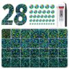 qiipii 28Grids Peacock Green AB Resin Rhinestones w B7000 Glue for Crafting