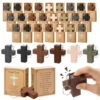 Qilery 30 Sets 3D Cactus Clicker Fidget Keychains with Gift Boxes, Bulk Employee Appreciation Gift for Coworkers Staff Teacher Reward (Walnut Brown,Cross)
