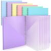 Qilery 6 Pack 10 Pocket Folders Bulk, Pastel Spiral Folder Organizer, 6 Colors Sturdy Plastic Project Organizer for Student Teacher Office Document Back to School Supplies, Waterproof & ​Durable
