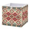 Qilmy Boho Aztec Pattern Storage Cube Bins, 11X11X11 Inch Collapsible Fabric Storage Cube Organizer with Handles, Sturdy Storage Bins for Shelves, Wardrobe, Books