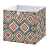 Qilmy Boho Western Tribal Storage Cube Bins, 11X11X11 Inch Collapsible Fabric Storage Cube Organizer with Handles, Sturdy Storage Bins for Shelves, Wardrobe, Books