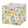 Qilmy Bright Wildflowers Storage Cube Bins, 15.7X10.6X7 Inch Collapsible Fabric Storage Cube Organizer with Handles, Sturdy Storage Bins for Shelves, Wardrobe, Books