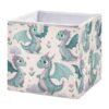 Qilmy Cute Cartoon Dragons Storage Cube Bins, 11X11X11 Inch Collapsible Fabric Storage Cube Organizer with Handles, Sturdy Storage Bins for Shelves, Wardrobe, Books
