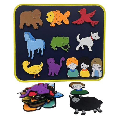 Qimihinoy Felt Story Board Set,Large Animals Felt Stroy Retelling Pieces for Toddlers,Preschool,Teachers, Speech, Therapy,Travel,Classroom (Brown Bear Brown Bear What can You See (11pcs))