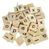 Qingdinu 400Pcs/Pack Puzzle Tiles Wood Alphabet Letter Scrapbook Craft Educational Squares for School Supplies