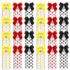Qinyoung 24 Sets Cartoon Mouse Themed Party Supplies 13.5 oz Plastic Tumbler Mouse Cups Bulk with Lids Straws and Twist Bow Reusable Red Yellow Black Polka Dots Cups Baby Shower Birthday Party Decor